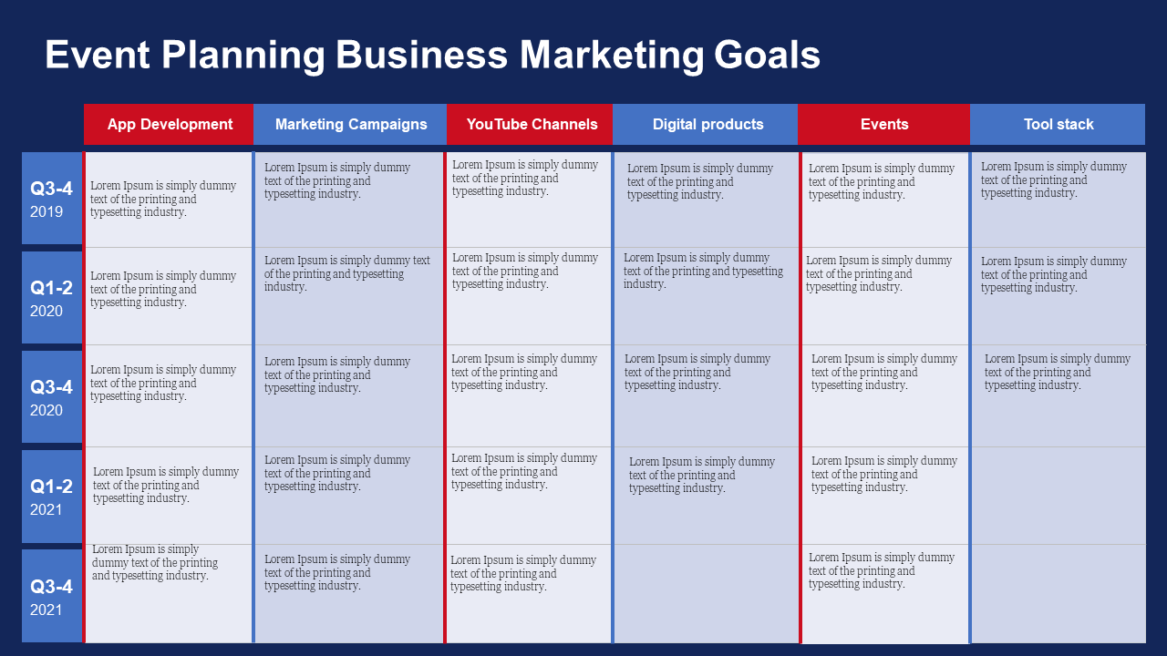 Creative Event Planning Business Marketing Goals PPT